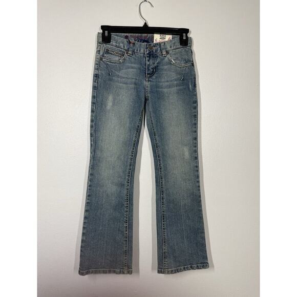 Myth Of‎ Jade #40 Virtue Fit Size 8 Medium Wash Low Rise Stretch Bootcut Jeans - Picture 1 of 13